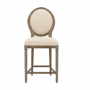 V Bar Stool Round Back Linen Cream