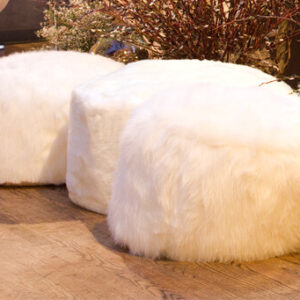 V Pouf Fur Small White