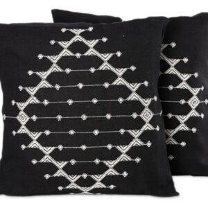 V Pillow Black Base & White Diamond/Stripe