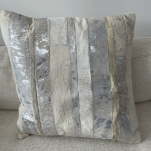 V Pillow Metallic Hide Silver Large