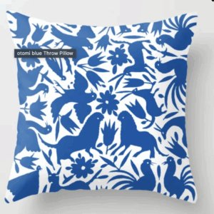 V Pillow Otomi Throw Blue