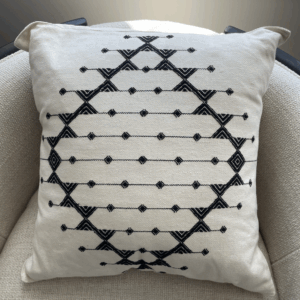 V Pillow White Base & Black Diamond Stripe